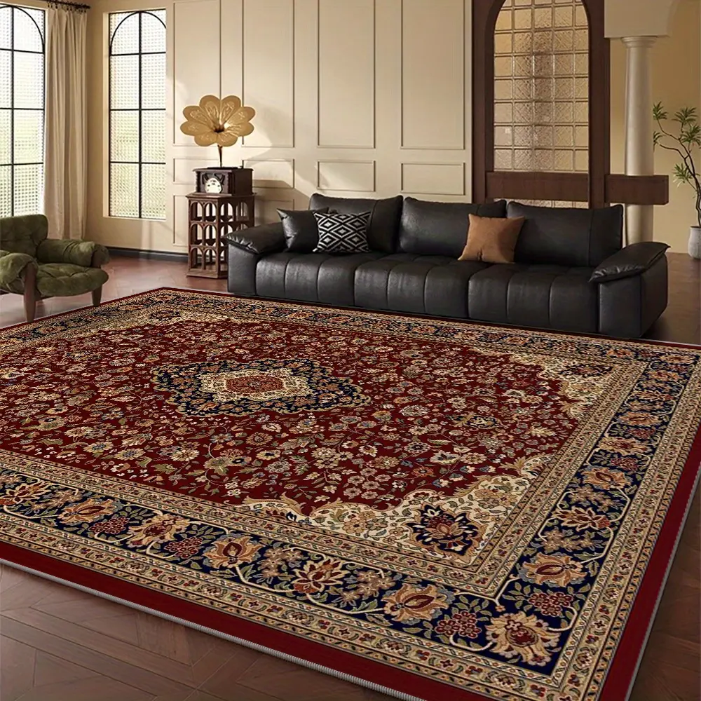 Luxury Velvet Fiber Indoor Area Rug - Thick, Fluffy, Cozy, Anti-Slip Base, Machine-Washable, Modern Geometric Floral Print Bohemian Look Home Style Area Rug for Bedroom, Adds Cozy Coverage, Area Rug Adds Cozy Coverage