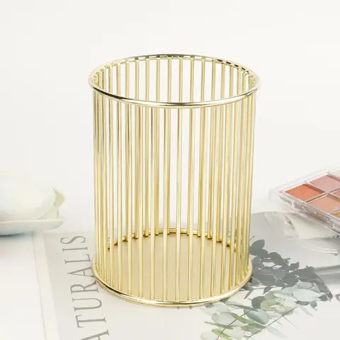 Makeup Brush Storage Holder, Round Makeup Brush Storage Container, Countertop Storage Container, Multi-functional Iron Desktop Organizer for Home Office