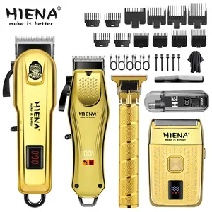 5-piece men's professional hair and beard care set, including cordless hair clipper, Cordless Barber Trimmer, set with LED display and USB rechargeable precision trimmer, suitable for home use