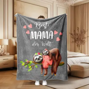 Cute Sloth Print Blanket, Warm Throw Blanket, Warm Gift for Mom, Soft Multi-Purpose Blanket for Living Room, Bedroom, Camping, Travel, Fun Design
