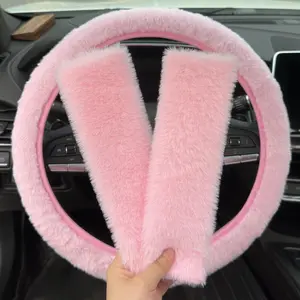 Car Steering Wheel Cover & Shoulder Protector Set (3 Counts/set), Non-slip Car Steering Wheel Cover, Universal Car Interior Accessories for Women, Girly Car Accessories