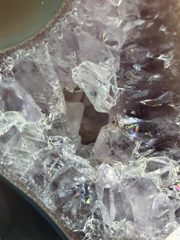 Natural Brazilian Amethyst Geode Standing Egg 10" Polished Agate with Custom Hardwood Display Stand for Home Decor at 8lbs | purple crystal natural amethyst supplier