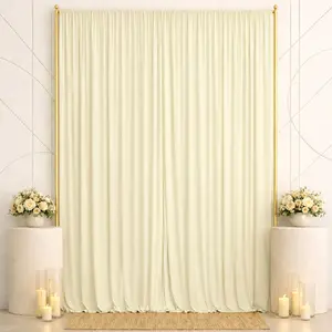 Spandex Backdrop Curtain Ivory 10ft x 14ft, 4-Way Stretch Wrinkle-Free Photo Booth Backdrop with Rod Pockets for Wedding & Events