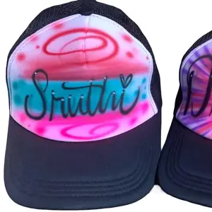 Custom airbrush hat with script lettering