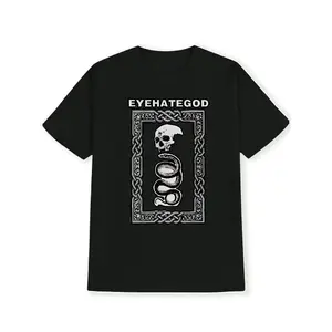 Men's Skull & Snake Graphic T-Shirt - 100% Polyester Lightweight 180gsm, Celtic Knotwork Design with EYEHATEGOD Print, Regular Fit Round Neck Casual Summer Tee for Men