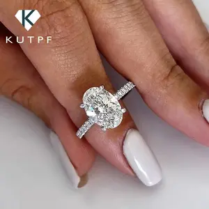 Oval Cut Full Moissanite Engagement Ring for Women  S925 Silver1/2/3/4Carat Hidden Halo Diamond Wedding Rings with Certificates