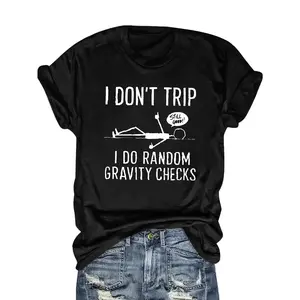 Funny 'Random Gravity Check' Graphic T-Shirt- Unique Humorous Design Suitable for Casual Wear, Perfect for Comedy Enthusiasts and Fashion Outfits, Blend T-Shirt