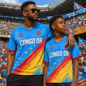 Custom DR Congo Soccer Jersey, Personalized Name and Number Men Women Kids Football Shirt, DRC Team Supporter Gift Jersey for Fan FB0