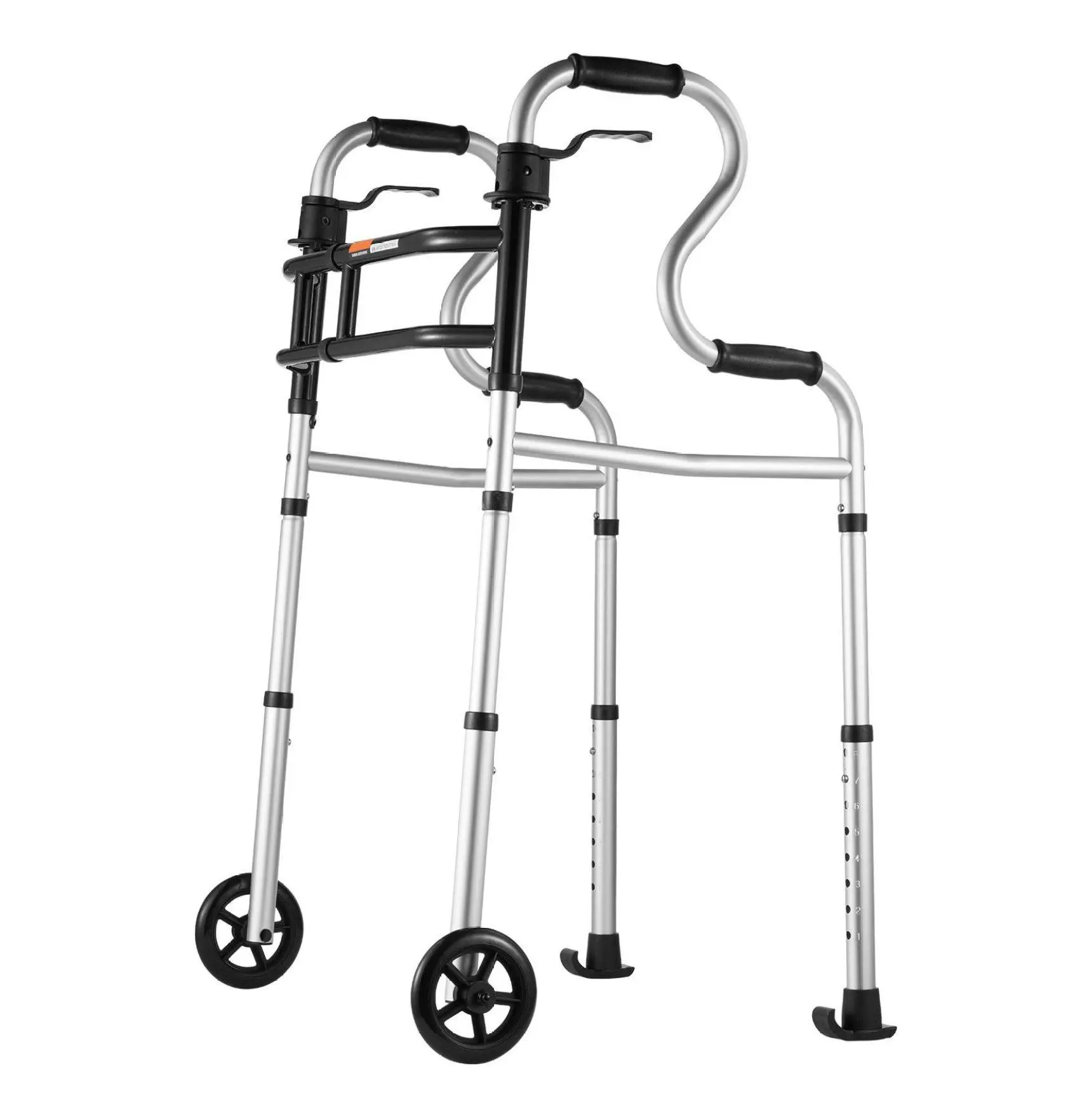 Folding Walker on Wheels, 3-in-1 Stand Assist, Adjustable Height & Width, Lightweight Aluminum Mobility Aid for Seniors, Up to 350lbs, VEVOR Default