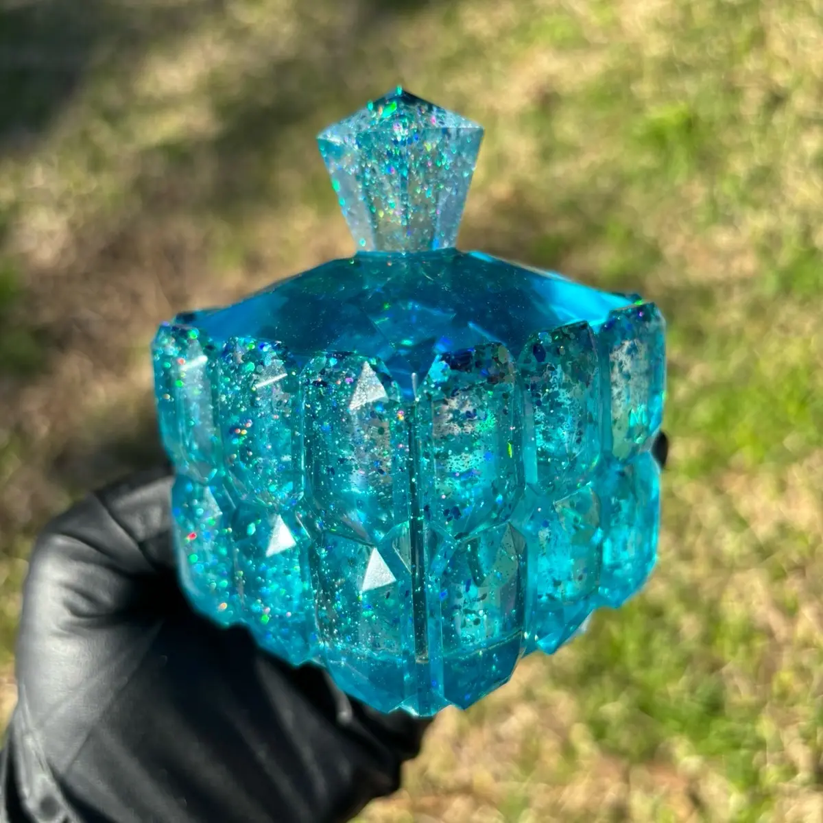 Aqua Blue Holographic Jewelry and Trinket Box