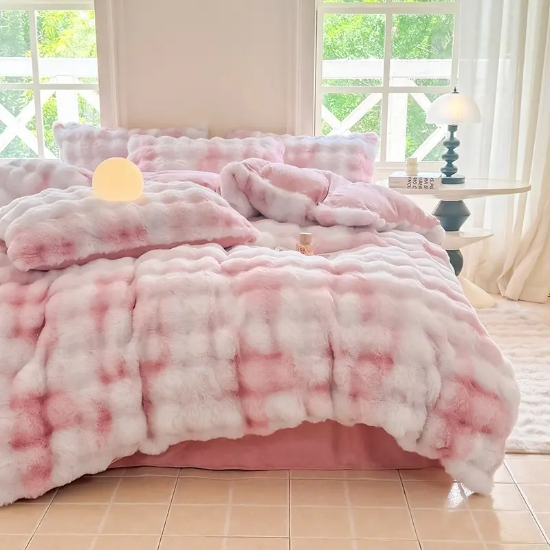Premium 3-Piece Flannel Blanket Set, Tie-Dye Soft Bedding, Decorative Bedding Set, Winter Warmth, Includes 1 Quilt Cover & 2 Pillowcases, No Filler