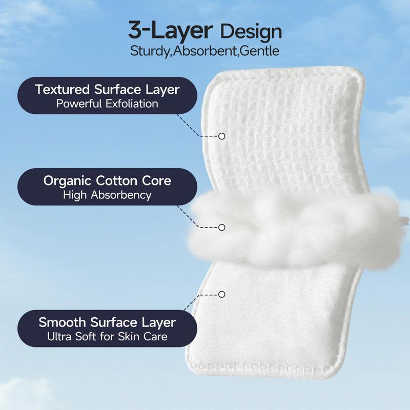 ECOLOOK Triple-Layer Cotton Facial Pads | Textured Exfoliating & Ultra ...