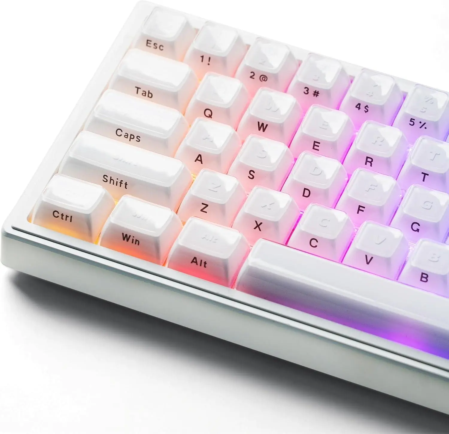 Womier White Crystal Jelly 3.0 Keycaps, Stereo Relief ASA Profile Keys for Cherry, Gateron MX Switches Mechanical Keyboards