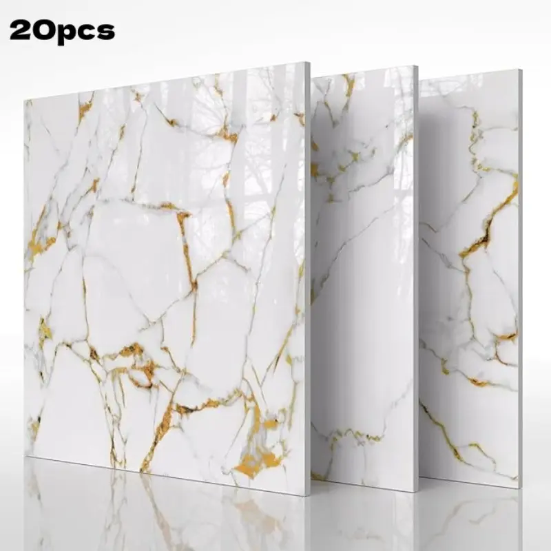 20 pieces of self-adhesive wall tiles, Decorative tiles sticker, waterproof and moisture-proof PVC wall decoration, 11.8x11.8 inches each, covers 0.9 sqm, imitation marble tile stickers, suitable for kitchen & bathroom renovations