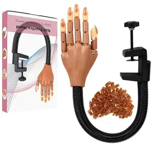 Practice Hand for Acrylic Nails, Professional Nail Practice Hand for Training, Adjustable False Fake Mannequin Hand with 100Pcs NailTips, Upgrade DIY Nails Display ManicureSupply Cutics