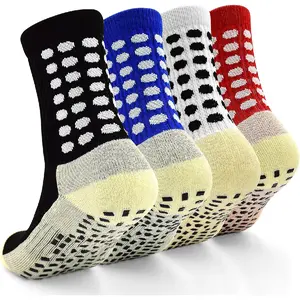 Kids Grip Soccer Socks Anti Slip Football Athletic Sports Crew Socks For 4-16 Years Youth Boys Girls (New Upgrade)