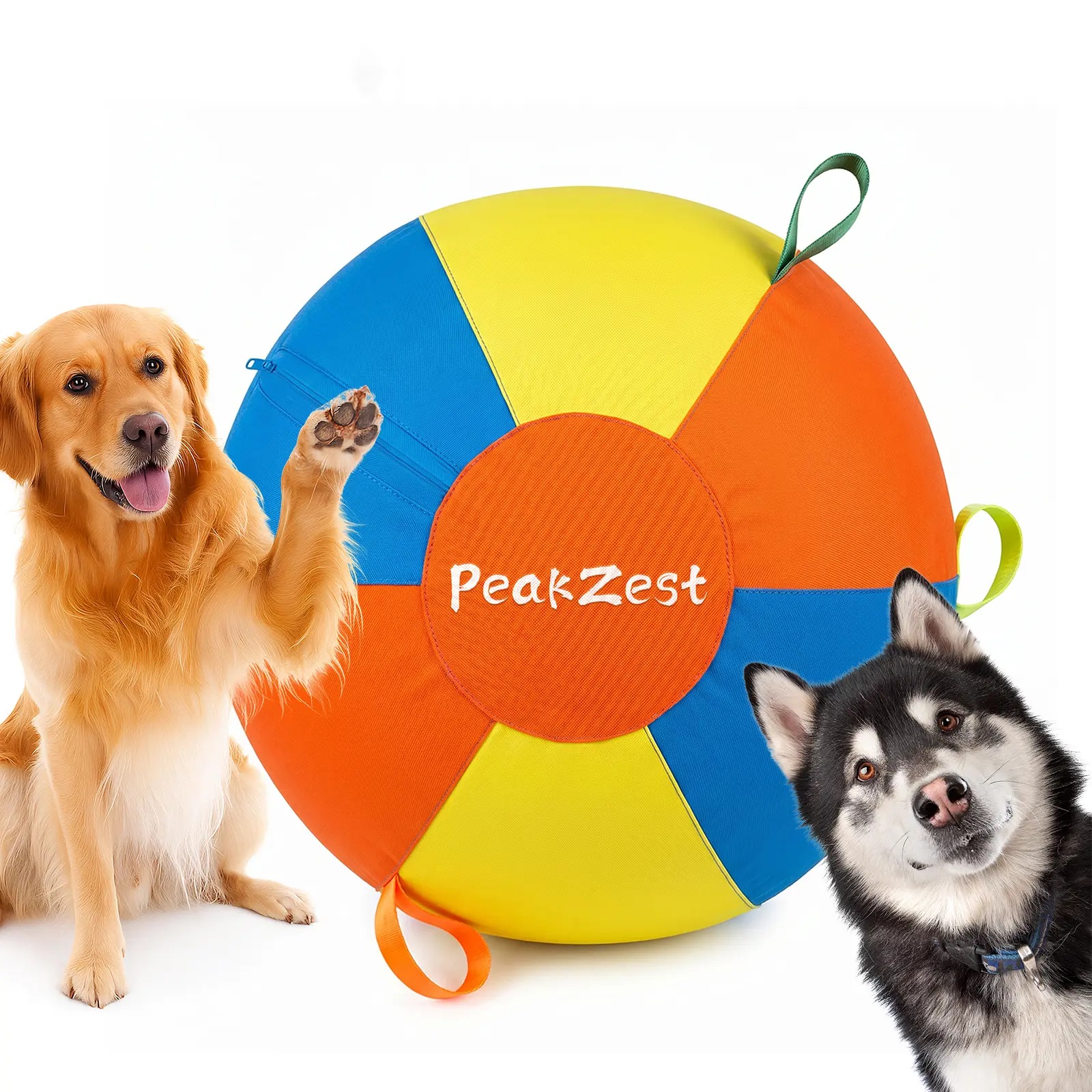 Interactive Herding Ball for Dogs, Bite Resistant Inflatable Dog Ball Set with Cover and Pump, Outdoor Exercise Toy