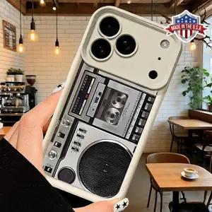 Retro Cassette Pattern Silicone Soft Phone Case For iPhone 17 16 15 14 13 12 11 Pro Max Plus Air Airbag Plating Back Cover Unique Gift For Christmas Birthday