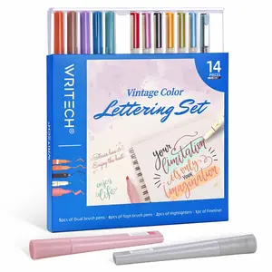 WRITECH 14ct Journaling Vintage Assorted Color Lettering Brush Markers Brush Pens Drawing Writing No Bleed