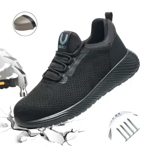 Men’s Steel Toe Work Shoes – Impact Resistant, Puncture Resistant Kevlar, Breathable Upper, Lightweight, Pure Black Minimalist Design