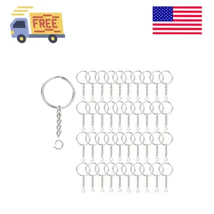 100 Pack Key Ring with Chain and Open Jump,1 inch Split Round Keychain Rings Bulk