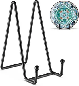 3 Pack 6 Inch Plate Stands for Display Picture - Vinyl Table Top Display, Decorative Metal Frame Holders for Book , Photo and Platter, Tabletop Art, Black 3 Packs Organiser Racks