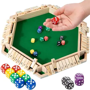 Wooden Box Dice Game, 1 Set 1-6 Player Tabletop Board Game, Travel Version Suitable for Family Entertainment, Parties, Bars, Perfect for Birthdays and Holiday Gifts