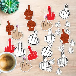 Stickers Pack 20 Pcs Middle Waterproof Water Colorful Finger Aesthetic Bottle Vinyl  Luggage Guitar Bumper Bike Car Laptop Skateboard