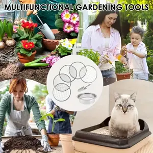 Stainless Steel Soil Sifter Set with 5 Interchangeable Meshes, Durable Gardening Tool for Efficient Soil Separation & Plant Care
