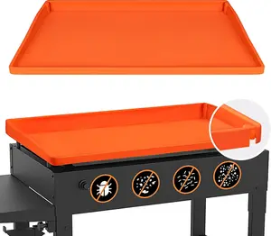 28" Silicone Griddle Mat Protective Cover, Full-Edge Heavy Duty Food Grade Grill Cover for Blackstone 28 Inch Griddle Accessories, Black