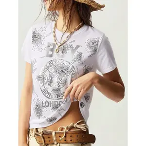 TCH - B Statement Tee  Silver Foil Detail hits different | The Ultimate It-Girl Y2K Outfit | Premium McBling Top for Night Out & OOTD