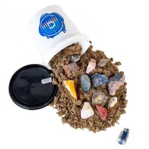 Hanukkah Quart Bucket - Raw Stones Confetti Sand & Crystal Dreidel for Festive Fun and Sparkling Surprises