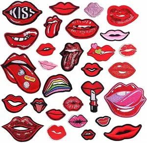 29 PCS Mouth Embroidered Patches, Lips Iron on Patches Stickers Sew on Patches for Clothes Dress Pants Hats Jeans, Sewing Flowers Applique DIY Accessory