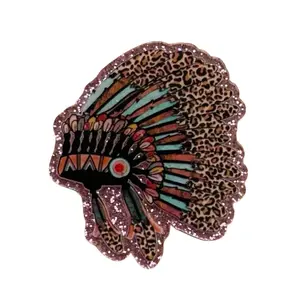 Acrylic Add On for Badge Reel - Leopard Print & Colorful Feather Design - Velcro Adhesive for Easy Swapping - Personalized Accessory supplier
