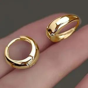 18K Plated Chunky Hoop Earrings Tarnish Free Stainless Steel Hypoallergenic Huggies for Sensitive Ears 18K Plated Chunky Hoop Earrings Tarnish Free Stainless Steel Hypoallergenic Huggies for Sensitive Ears