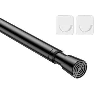 1Pack Spring Tension Curtain Rod 26-39 Inch Black Adjustable Spring Rod Extendable Tension Rod for Kitchen, Bathroom, Window, Bookshelf, Closet MEXAU