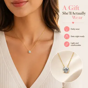CZ Pendant Necklace for Women | Dainty Minimalist Adjustable Copper Chain Jewelry | Everyday Fashion Jewelry, Gift Ready