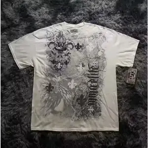 Gothic Y2K Streetwear Oversized Tee Retro Affliction Print Tshirt Short Sleeve Soft Breathable Everyday Wear