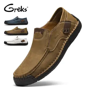GREKS Mens Slip-On Penny Loafers Moccasin Fathersday Gift Casual Shoes Lightweight Comfortable Soft Bottom Breathable Flat Driving Walking Yellow-Brown