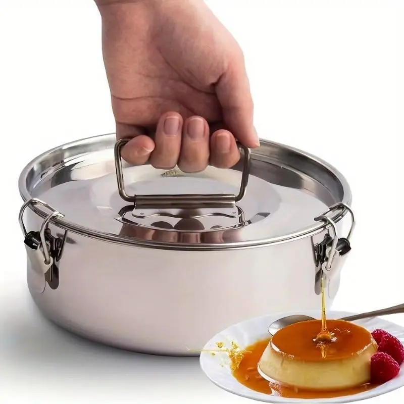 Stainless Steel Flan Mold, 63 Oz Flanera Baking Pan for  3 6 8 QT Flan Mold with Lid  Flanera Mold for Baking Oven Safe