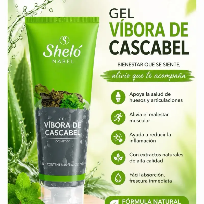 Sheló Nabel Víbora de Cascabel Gel 250 ml - Cooling Massage Gel