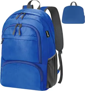 20L Lightweight Packable Hiking Daypack Foldable Backpack for Men Women Small Travel Outdoor Foldable Shoulder Bag-blue