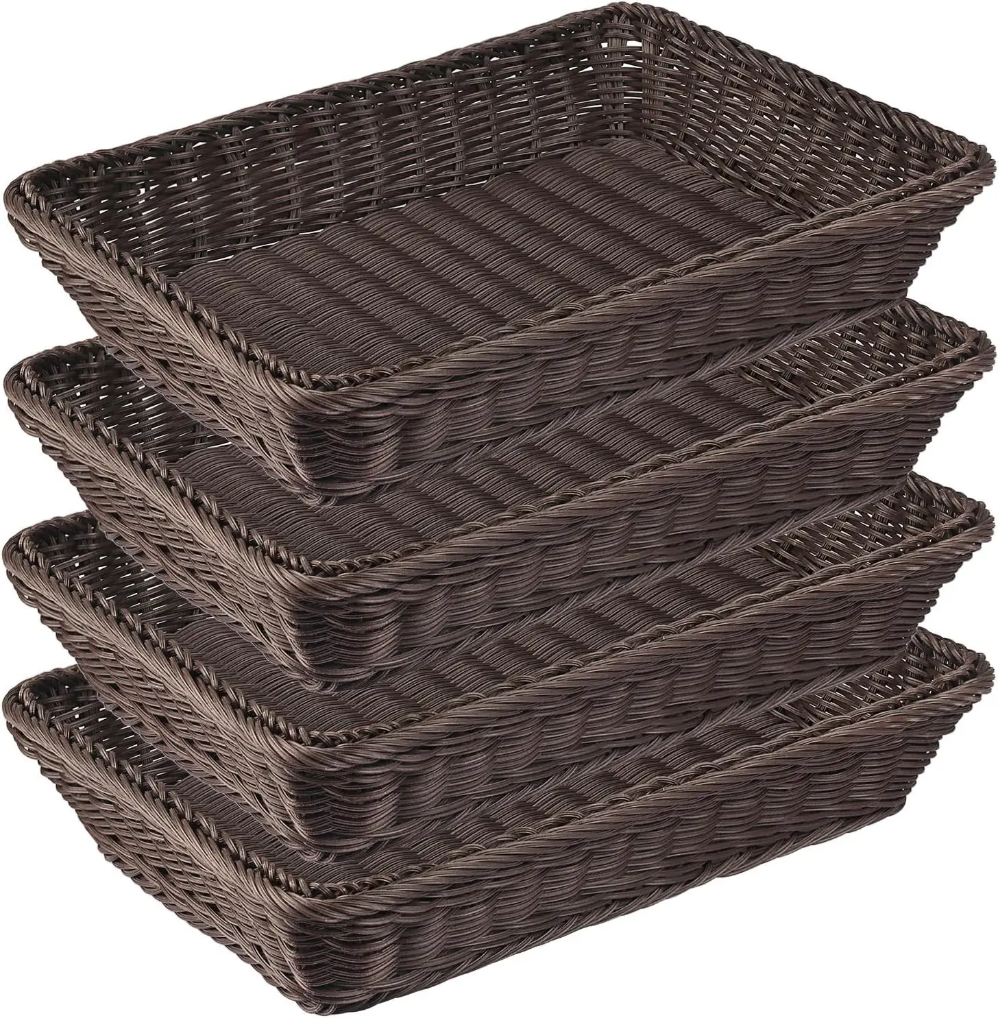 4 PCS 16x12 Inch Wicker Bread Basket, Woven Serving Basket for Restaurant, Bakery, Party, Hotel, Fruits, Vegetables, Snacks, Coffee