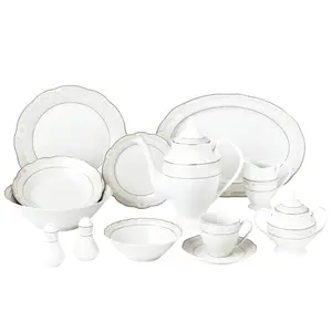 Lorenzo Import Atara-57 57 Piece Wavy Dinnerware Set & Porcelain China Service for 8 People - Atara