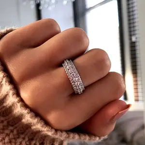 Unisex Hiphop Ring, New Full Paved Design, Trendy Hip Hop Fashion Band