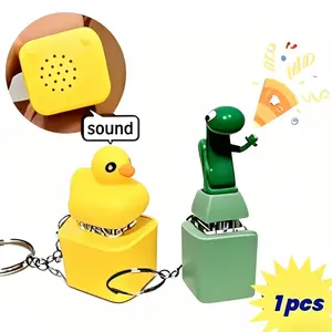 Quackey Duck Keychain Stress Relief Toy, Cute Keychain, Interactive Keyboard Button Sound, Backpack Hanging Decoration, No Charging Cable Included