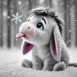 5D DIY Full Drill Round Diamond Painting - Diamond Art Kit Little Donkey, Snowflakes, Winter Scene Mosaic, Canvas - DIY Wall Decor, Home Wall Decoration, Suitable for Halloween and Christmas, Birthday and Anniversary Gifts