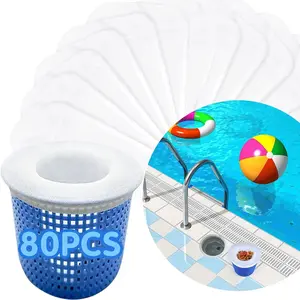 80PCS Pool Skimmer Filter Socks for Above Ground and Inground, Pool Skimmer Basket Nets, Ultra Fine Mesh Screen Socks for Pool Skimmer Basket