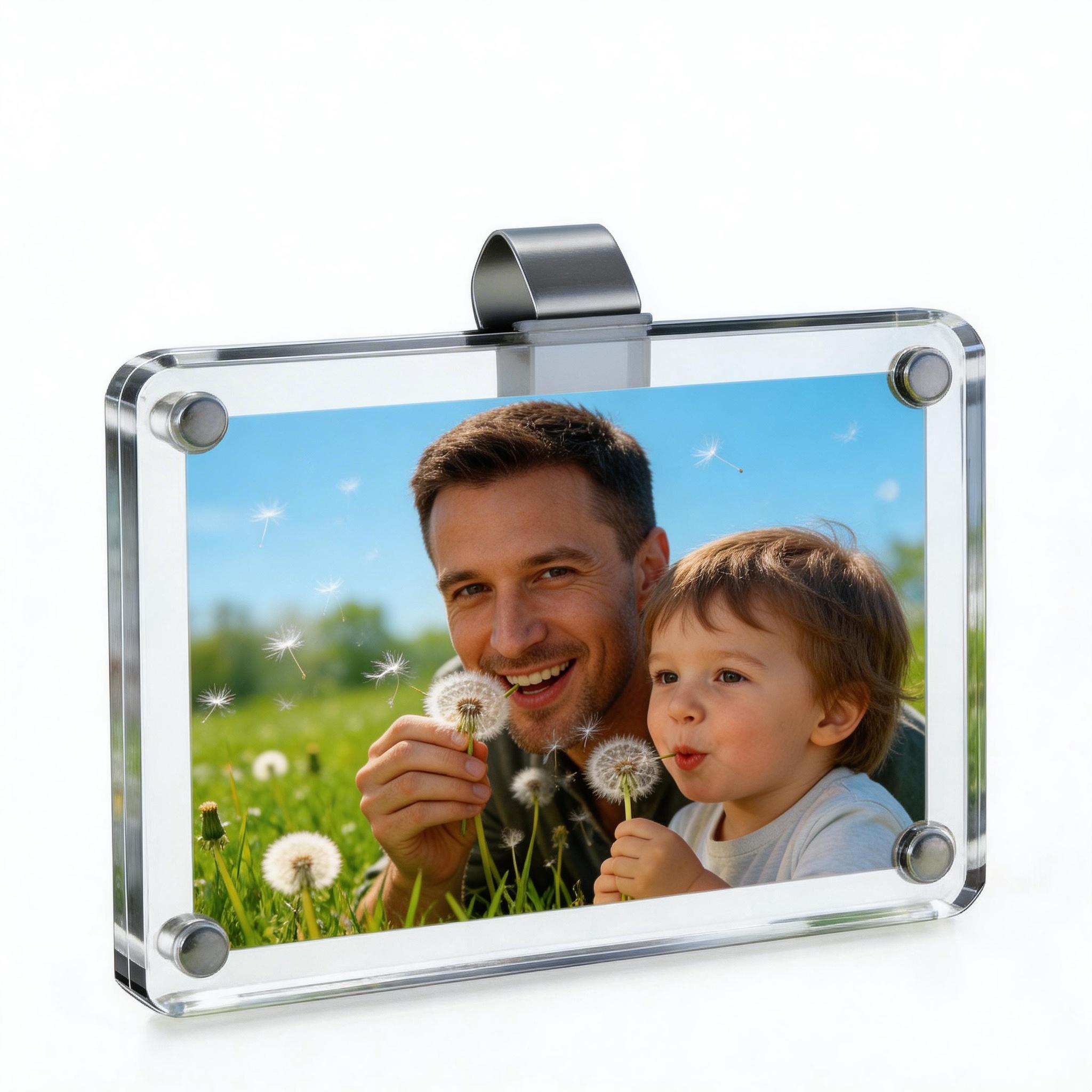 CarSun Visor Photo Clips 2 Pack - Magnetic Acrylic Snap Clips for 3.5x2.3 Inch Photos DIY Customizable Car Decor Universal Fit for All Cars Perfect Gift for Couples Family & Pet Memorabilia