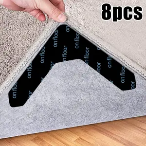 8pcs Non-Slip Carpet Stickers, Ideal for Living & Dining Rooms, Prevent Rug Movement, Durable Edge Protection, Size 12.5x12.5 Cm